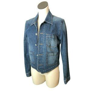 Lauren Jeans Jean Jacket Womens M Blue Denim Blazer Pockets Buttons Medium Wash